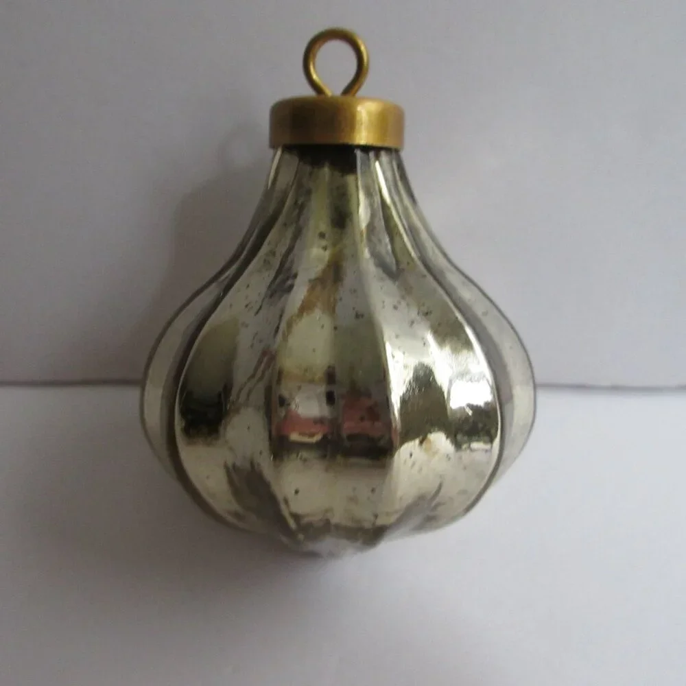 Crate&Barrel Gold Tone Mercury Glass Christmas Ornaments Set of 5 Retro Repro